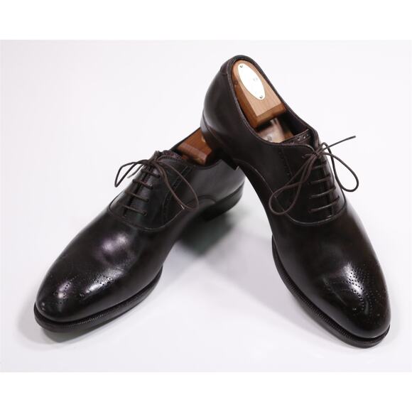 Massimiliano Stanco Dark Brown Lace Up Oxford Leather Dress Shoes Mens US 10 main image 6